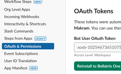 Bot User OAuth Token